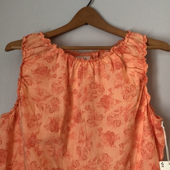 NWT ANA Shirt SZ XL Sleeveless Scoop Neck Cut Out In Back Orange Floral - Picture 4 of 10